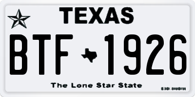 TX license plate BTF1926