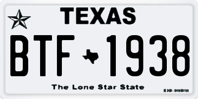 TX license plate BTF1938