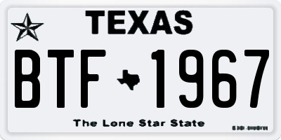 TX license plate BTF1967