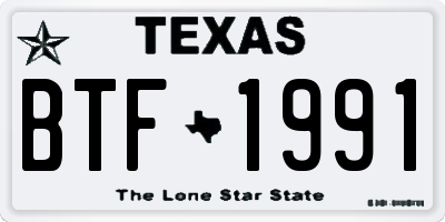 TX license plate BTF1991