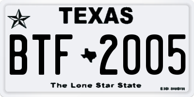 TX license plate BTF2005