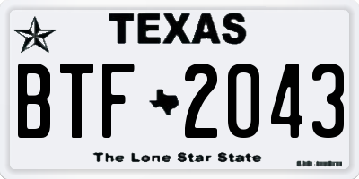 TX license plate BTF2043