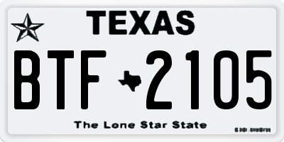TX license plate BTF2105