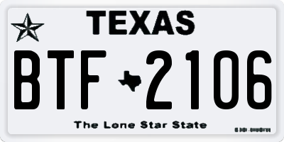 TX license plate BTF2106