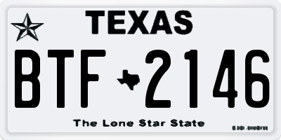 TX license plate BTF2146
