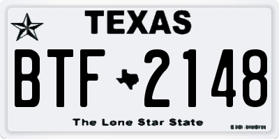 TX license plate BTF2148