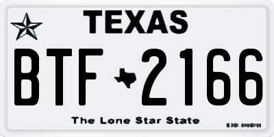 TX license plate BTF2166