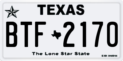 TX license plate BTF2170