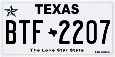 TX license plate BTF2207