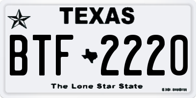 TX license plate BTF2220