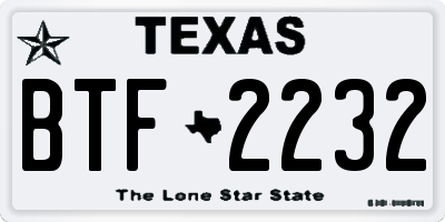 TX license plate BTF2232