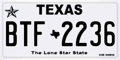 TX license plate BTF2236