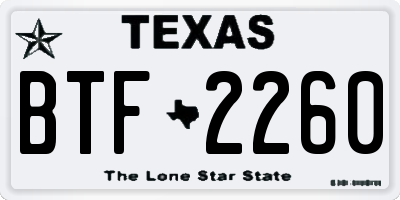 TX license plate BTF2260