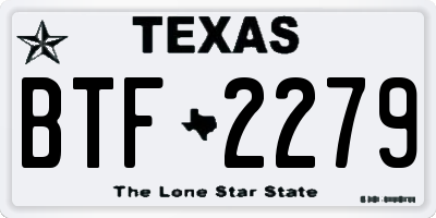 TX license plate BTF2279