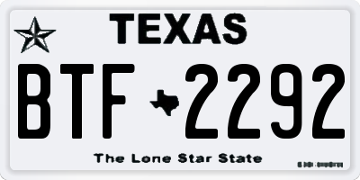TX license plate BTF2292