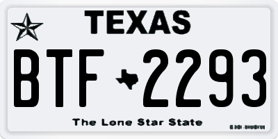 TX license plate BTF2293