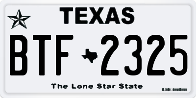 TX license plate BTF2325