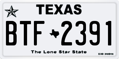 TX license plate BTF2391