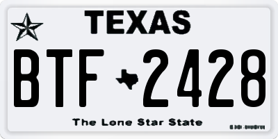 TX license plate BTF2428