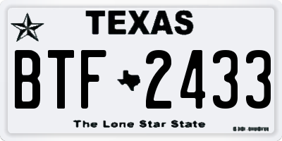 TX license plate BTF2433