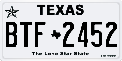 TX license plate BTF2452