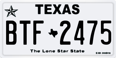 TX license plate BTF2475