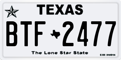 TX license plate BTF2477
