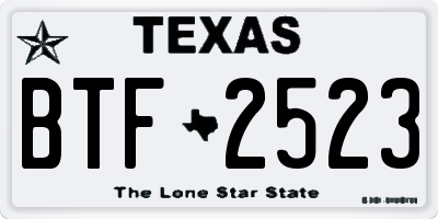 TX license plate BTF2523