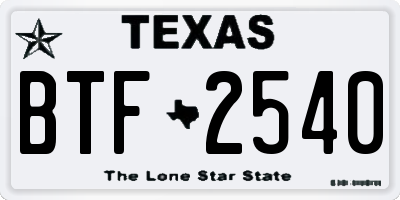 TX license plate BTF2540