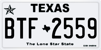 TX license plate BTF2559