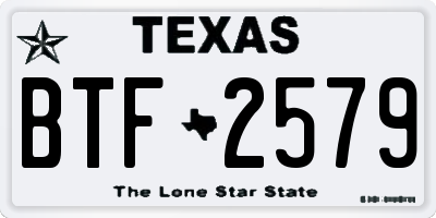 TX license plate BTF2579