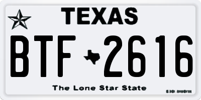 TX license plate BTF2616
