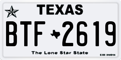 TX license plate BTF2619