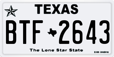 TX license plate BTF2643