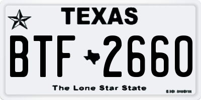 TX license plate BTF2660