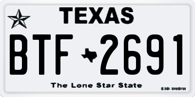 TX license plate BTF2691