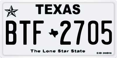 TX license plate BTF2705
