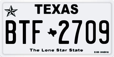 TX license plate BTF2709