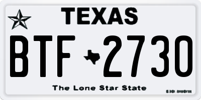 TX license plate BTF2730