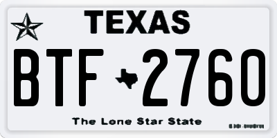 TX license plate BTF2760