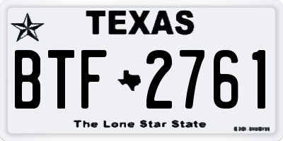 TX license plate BTF2761