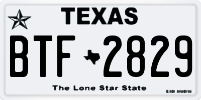 TX license plate BTF2829