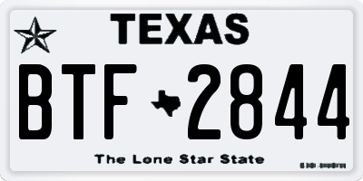 TX license plate BTF2844