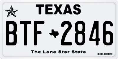 TX license plate BTF2846