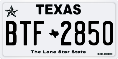 TX license plate BTF2850