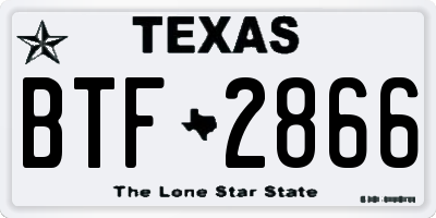 TX license plate BTF2866