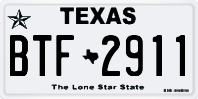 TX license plate BTF2911