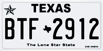 TX license plate BTF2912