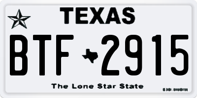 TX license plate BTF2915