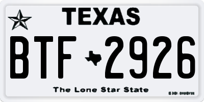 TX license plate BTF2926